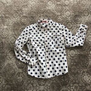 Boden button down polka dot blouse